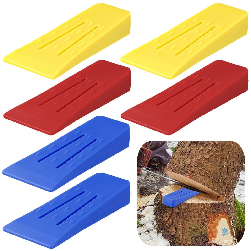 Pomocnicze kliny kątowe 15 cm do cięcia piły łańcuchowej, solidne tworzywo ABS kolczaste kliny drzewa do cięcia drzew, 6 szt. klin do ścinania drzew, wycinania piłą łańcuchową, wyciągania