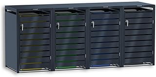Graviers Mülltonnenbox 4er Set Anthrazit | Stilvolle Stahlkonstruktion für bis zu 240L Tonnen | Wetterfest, modular & abschließbar