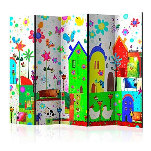 murando Biombo con Tablero de Corcho para Ninos 225x172 cm de Impresion Bilateral en el Lienzo de TNT de Calidad Decoracion Foto Biombo de Madera con Imagen Impresa e-A-0104-z-c