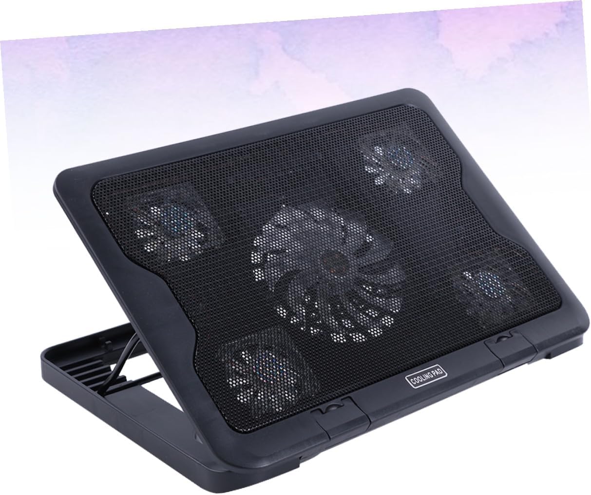 Laptop Cooling Pad with 5 Quiet Fans USB Powered Adjustable Angle Cooler Stand Anti-Skid Laptop Cooler Base for Gaming and Office Use Black
