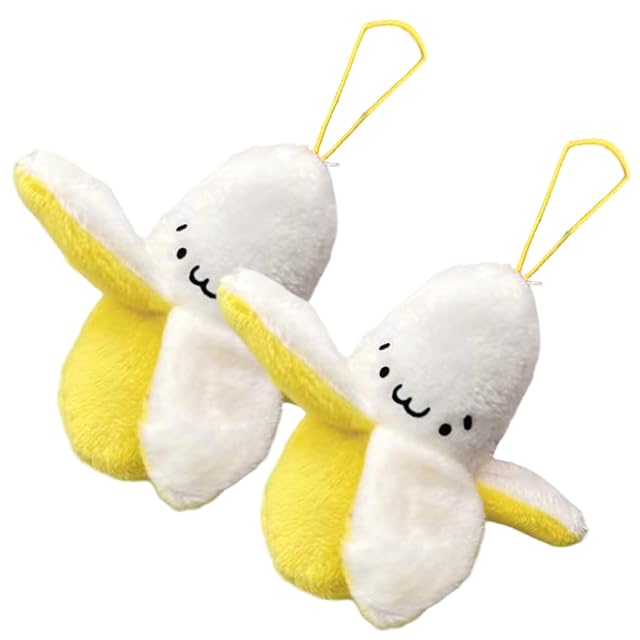 2Pcs Banana Stuffed Animal Keychain Cute Soft Stuffed Banana Plush Pendant for Decoration 2 8 Inch Plushie Plush
