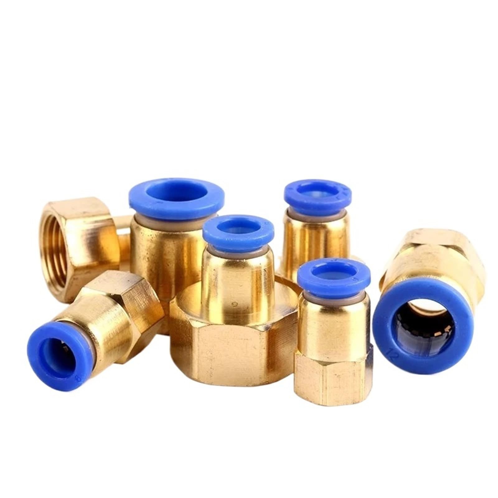 PCF Pneumatic Quick Connector Fitting 4 6 8 10 12mm 1/8" 3/8" 1/2" 1/4" Brass Joint 5Pcs(PCF4-01)