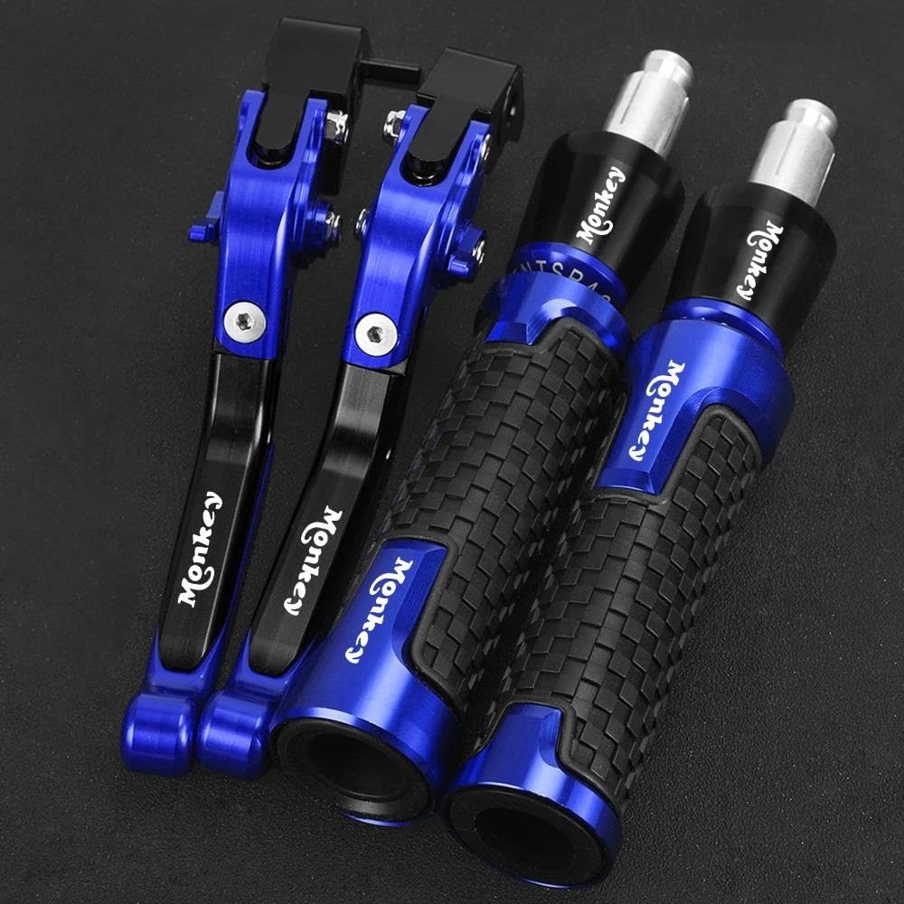 Leviers de moto SCUUBE bleus pliables et poignées pour Honda Monkey 125