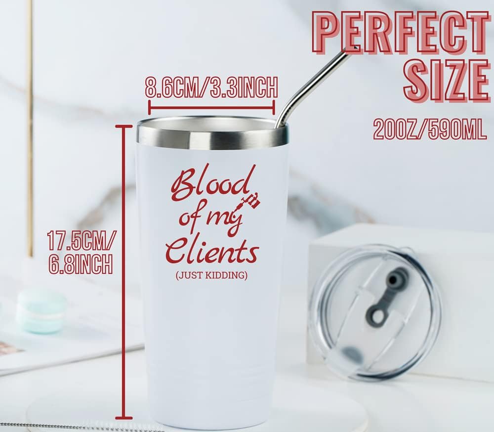 Tattoo Artists Gifts, Gifts for Tattoo Artists on National Tattoo Story Day, Birthday and Christmas, 20oz Insulated Stainless Steel Travel Tumbler - Blood of my clients - Image 3