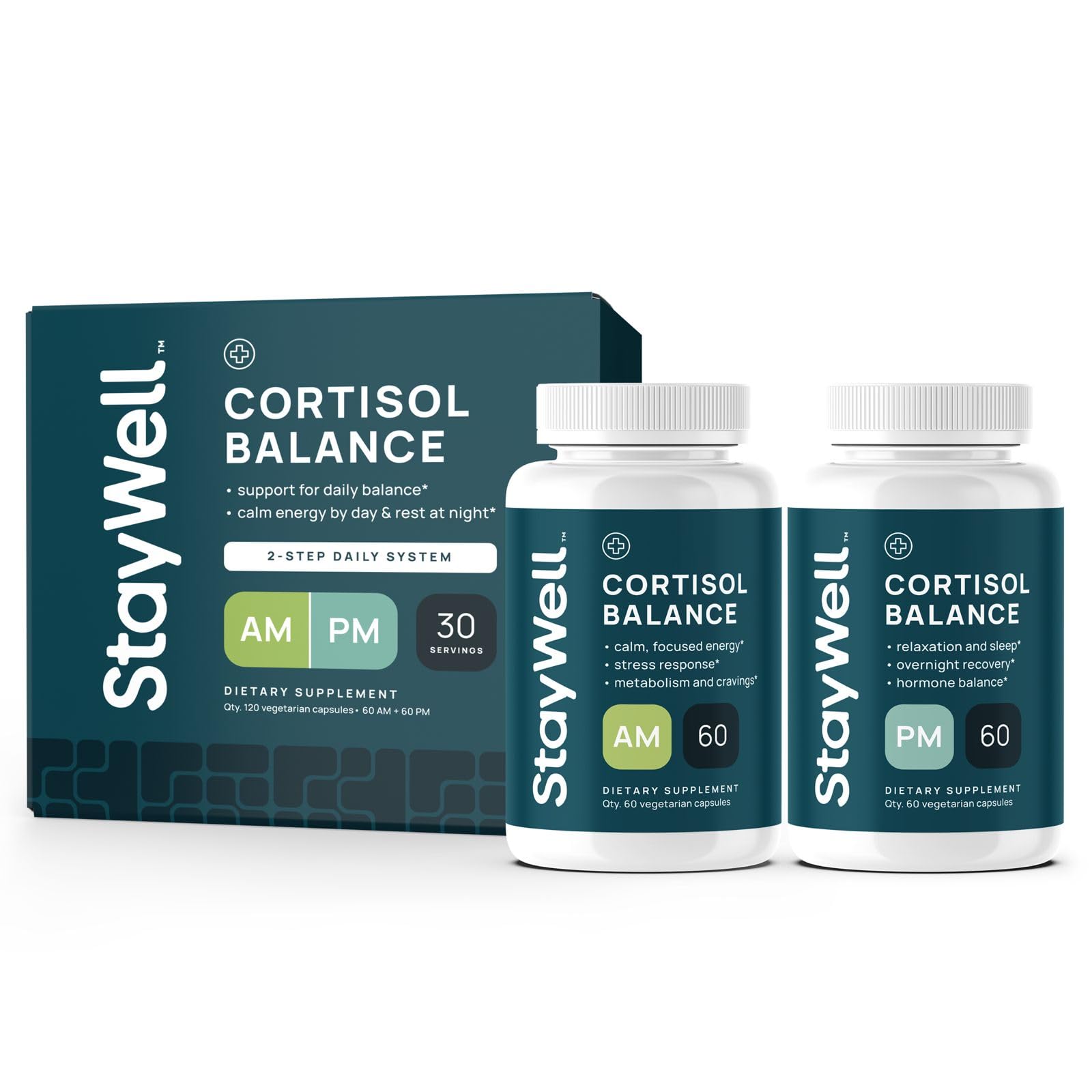 AM/PM Cortisol Supplements for Women – Cortisol Manager for Stress, Sleep, Cravings, Hormone Balance, Adrenal & Metabolism Support – Ashwagandha, L-Theanine, Magnesium, Berberine – 2 Bottle Set