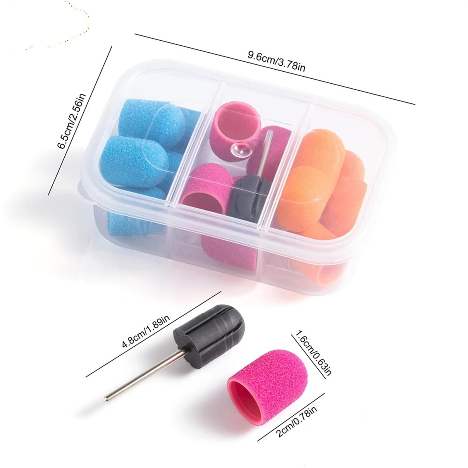 Tapa de lijado de uñas con broca de mandril de goma for manicura y pedicura, 15 Uds.(C-15pcs)