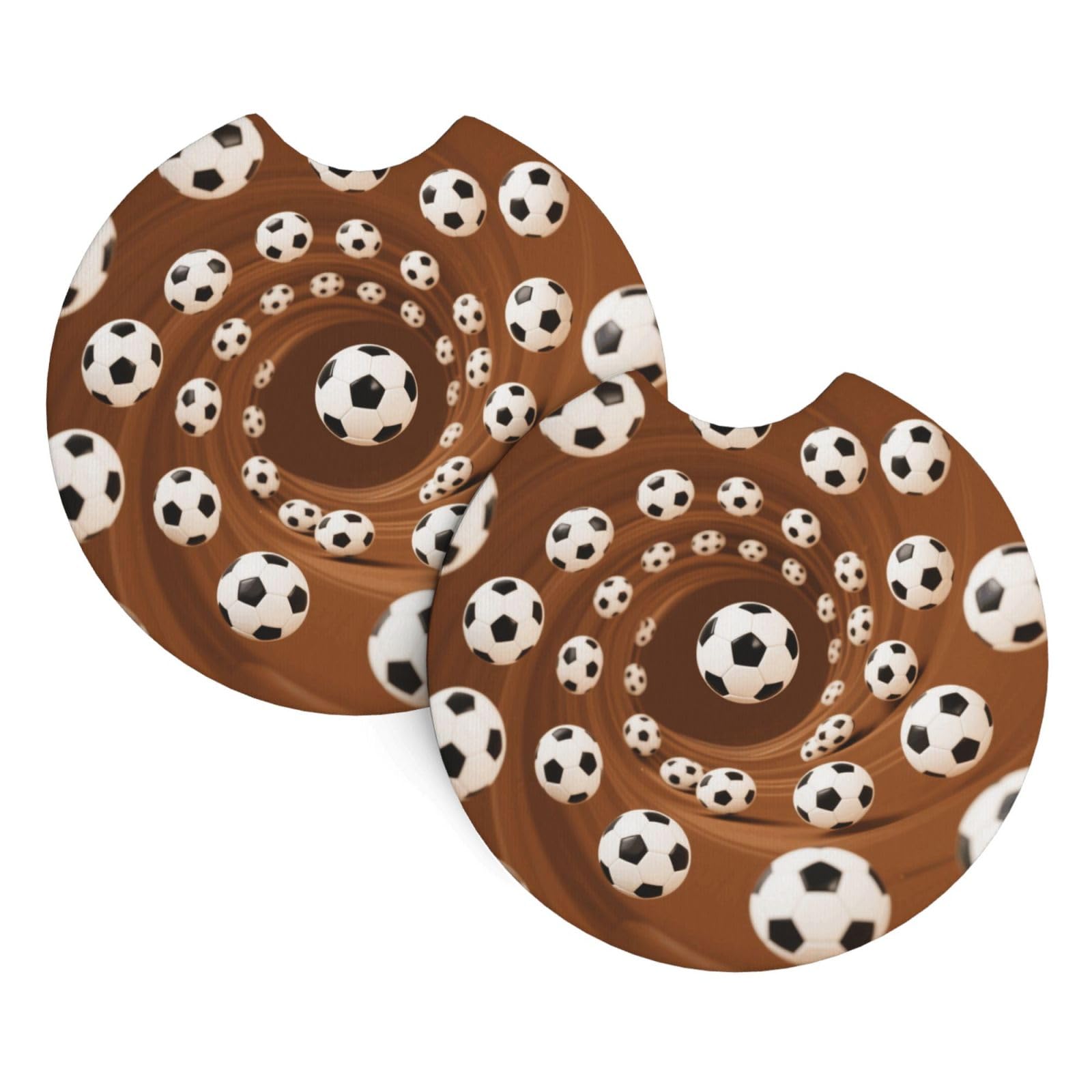 2 Pack Car Coaster for Cup Holders Footballs Car Cup Coaster 2.7" Neoprene Non-Slip Automotive Cup Mat Universal Auto Car Interior Accessories for Women Men Cup Pad