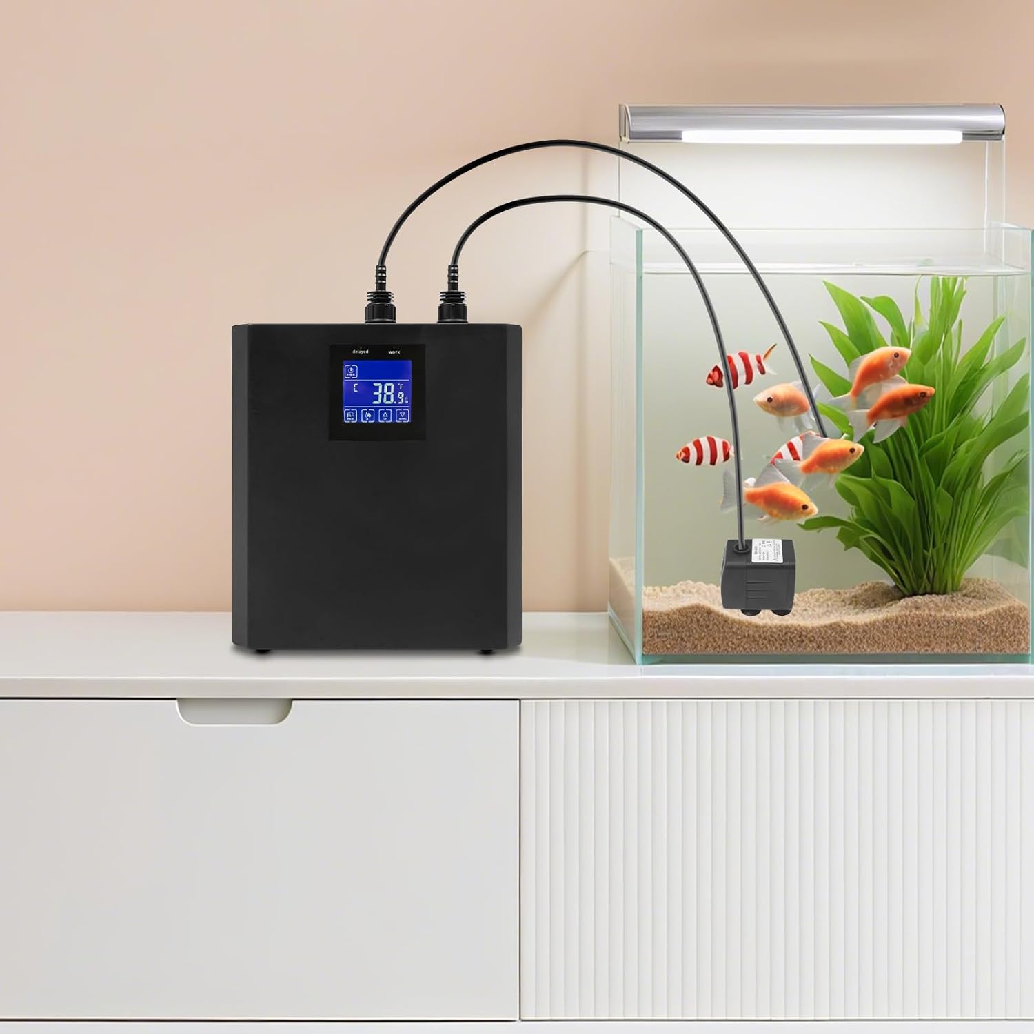 Quiet Aquarium Chiller 79Gal 1/3 HP Water Cooler Chiller for Fish Tank & Hydroponics System, Cold Plunge Cooler with Compressor Cooling Machine Saltwater Freshwater Coral Reef Crystal Shrimp