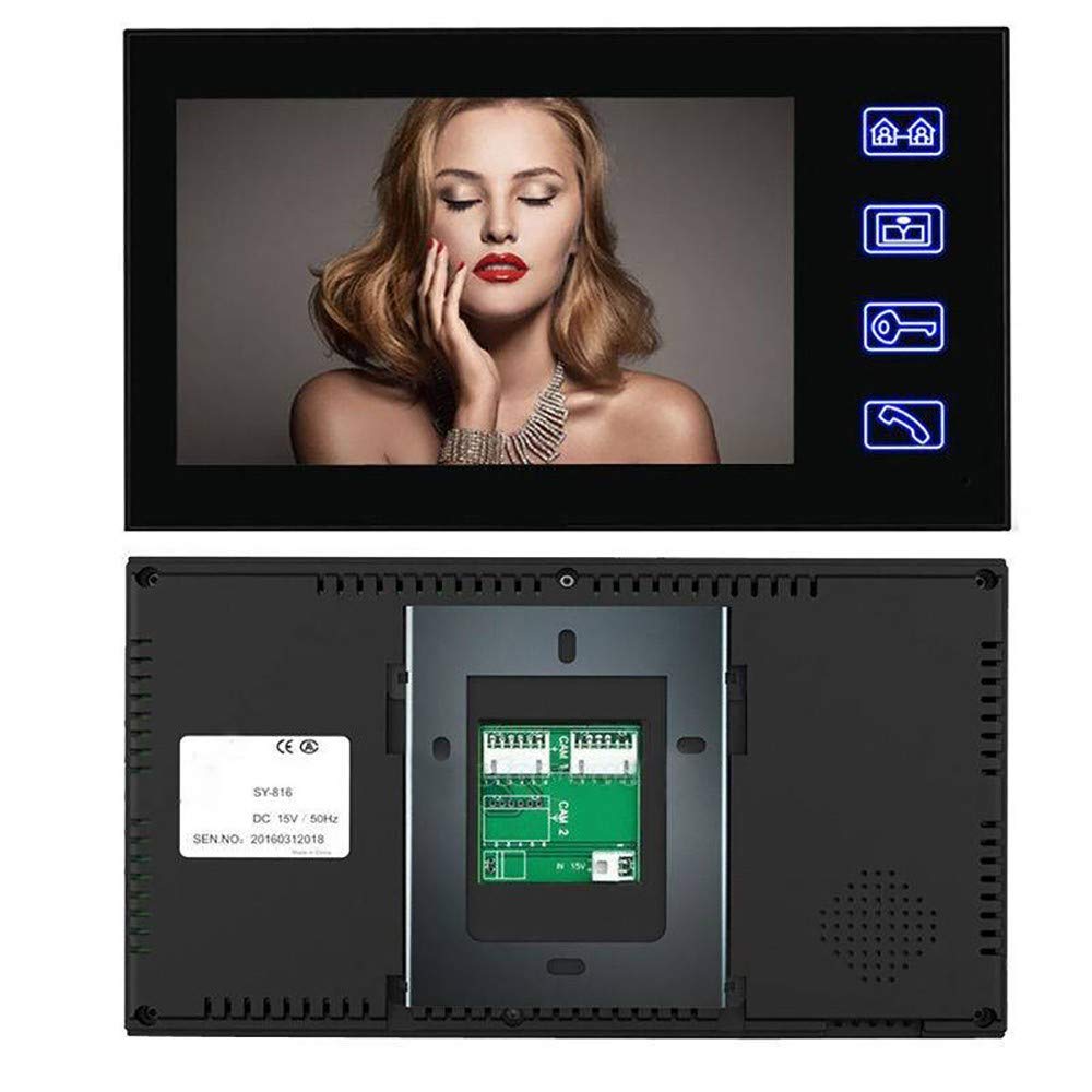 Visiophone, Vidéo Phone Intercom,Sonnette Visuel De Porte avec Sécurité 7inch Moniteur Intérieur pour Maison Surveillance Carte D'identité/Code/Gâche électrique/Bouton Poussoir