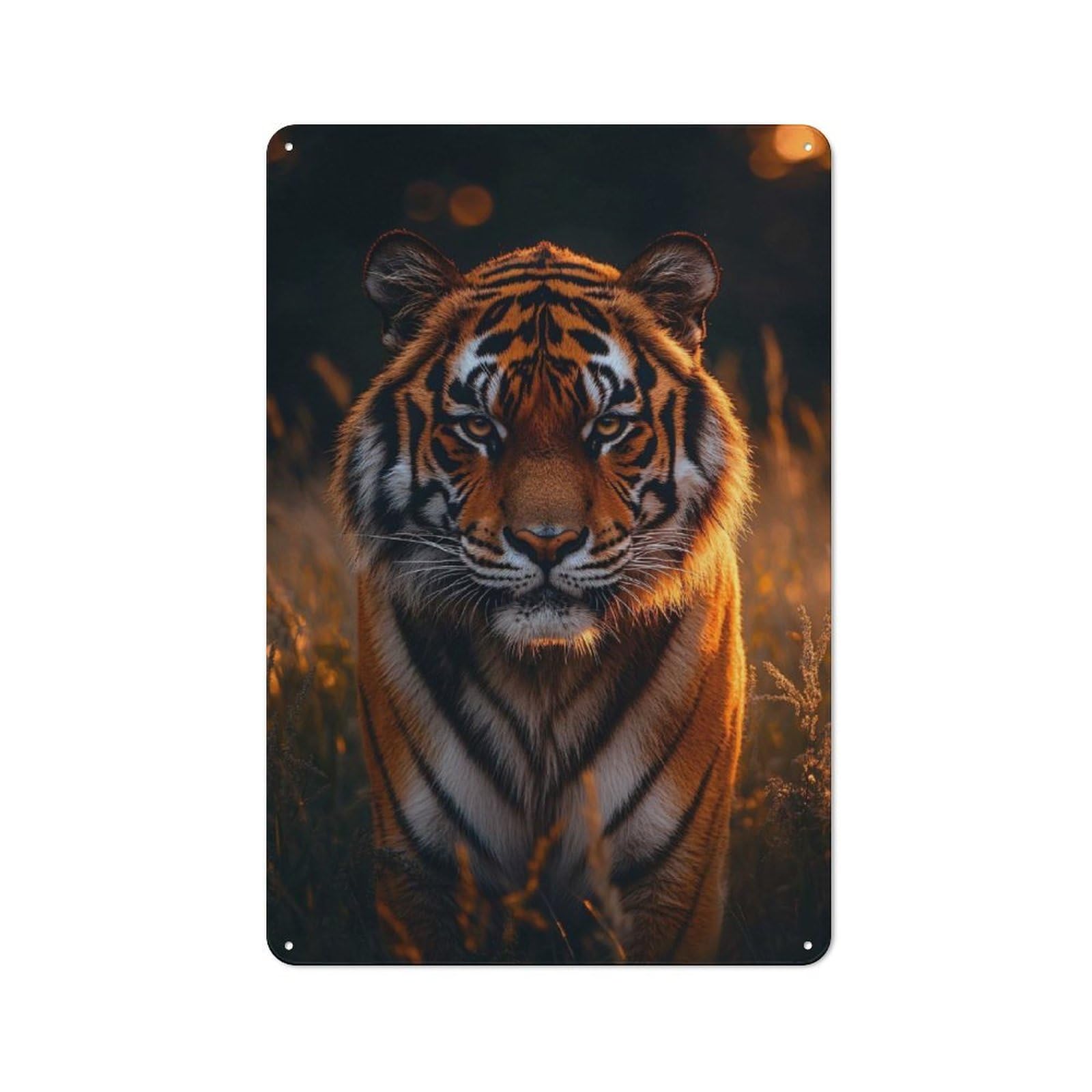 Junmoney Style-23 Retro Metal Plaque 30X20cm Featuring Majestic Tiger Portrait For Workshop Wall, For Metal Sign Collectors, For Garage And Workshop Walls