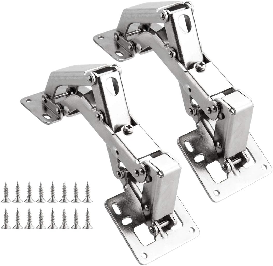 2PCS 165 Degree Cabinet Hinge, Stainless Steel Kitchen Cabinet Hinges Hidden Cabinet Hinges, Full Overlay Cabinet Hinge with Soft Closing for Lazy Susan Cabinet, Kitchen Cabinet Doors, Wardrobe