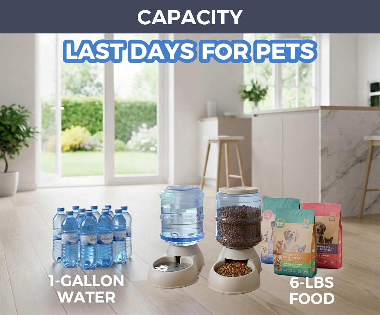 Alimentador automático para perros y gatos y dispensador de agua con cuchara para alimentos, dispensador automático de alimentos de 6 comidas para cachorros y gatitos pequeños y medianos