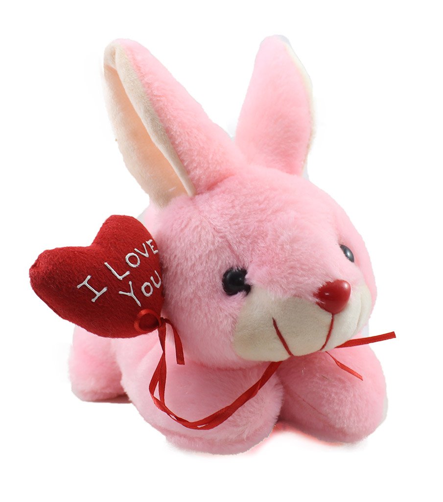Tickles Rabbit with Heart Balloon Stuffed Soft Plush Animal Toy for Kids (Size: 26 cm Color: Pink)