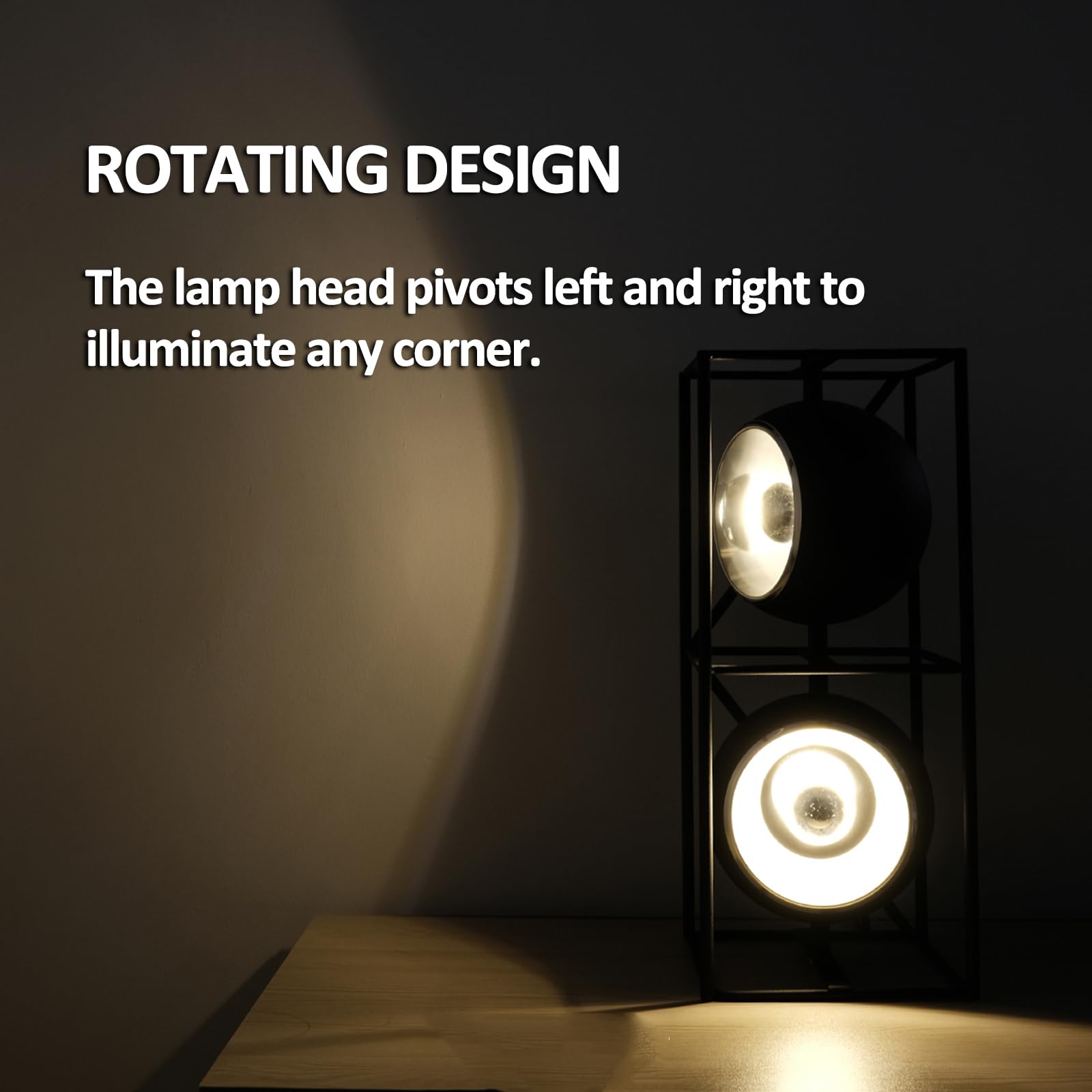 Lampada da Tavolo Rotonda E Quadrata retrò, Luce da Lettura in Stile Industriale Bauhaus, Testa Girevole, Attacco E14, Sorgente Luminosa 3000K, per Soggiorno, Camera da Letto