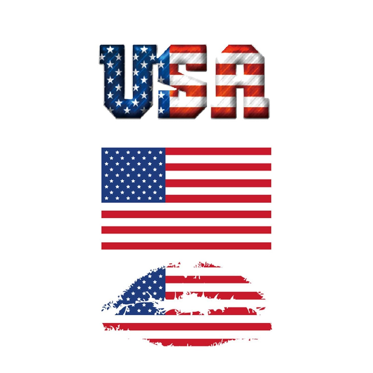 CARGEN National Flag Temporary Tattoos - 5 Sheets 3 Patterns US America Flag Tattoos for American Football Match World Cup Ball Game Great on Arm Face Shoulder for Kids Adults Party Festival