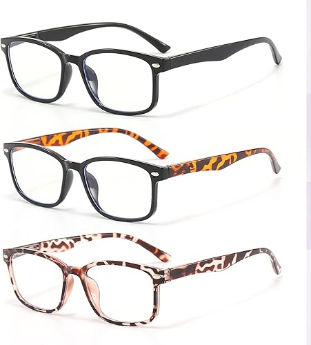Miniatura 8 de Suertree Gafas de lectura con bloqueo de luz azul, lentes de lectura para mujeres y hombres, lentes antirreflejos, marcos de moda, paquete de 4