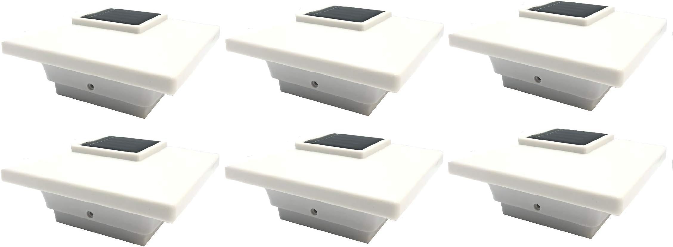 RELIGHTABLE Solar (6-Pack) Low Profile Black/White Will Fit 3.5"X3.5" and 4"x4" Post Deck Cap Fence LED Light (White)