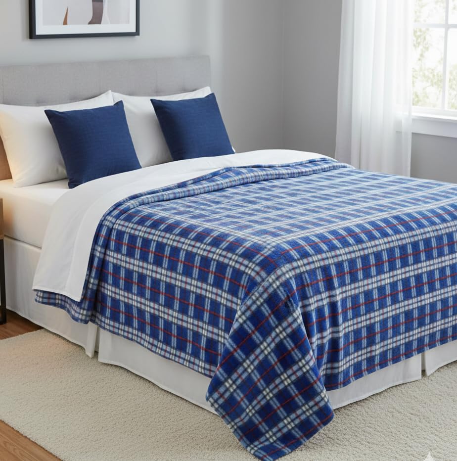 Vimmi Homes Winter Soft Bed Warm Woolen Blend Fleece Duvet Cover | Blanket Cover | Quilt Cover | Razai Cover with Zipper, Woollen Fabric Size- 90 x 60 in (Blue, Single Bed)-image-36