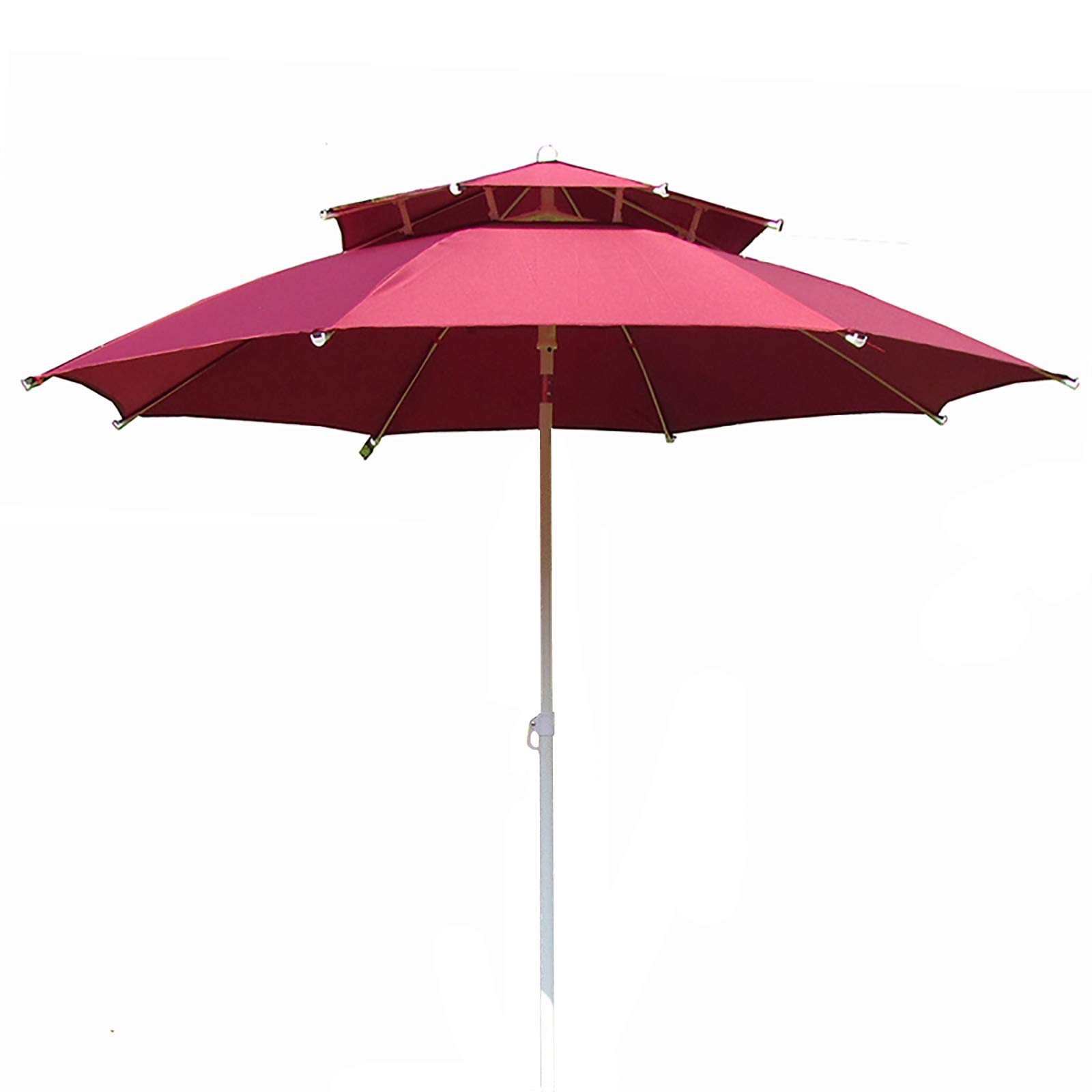 Parasol de terrasse anti-vent double toit rouge robuste - 8