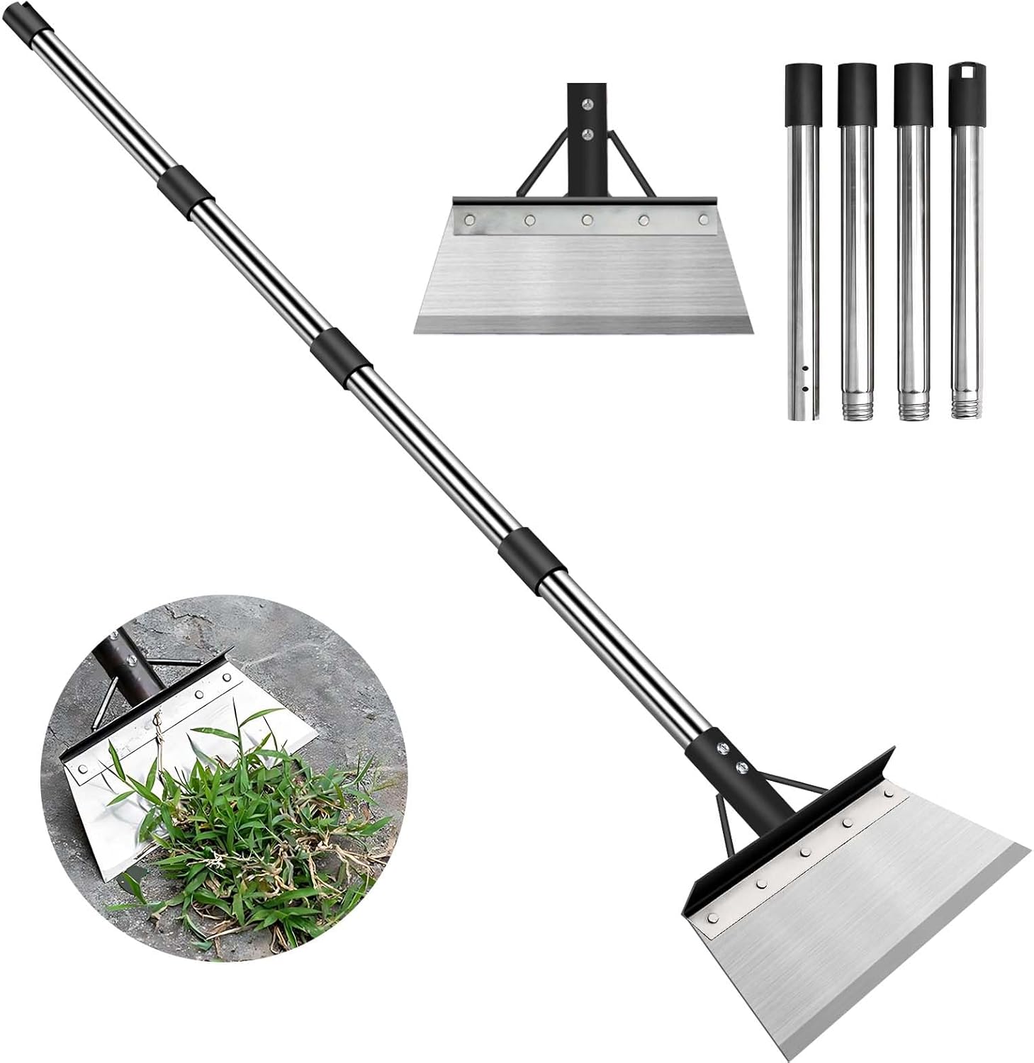 INCIKITI Heavy Duty Steel Garden Shovel with 59" Adjustable Handle - Multi-Use for Weeding, Digging, Ice Removal & Lawn Edging