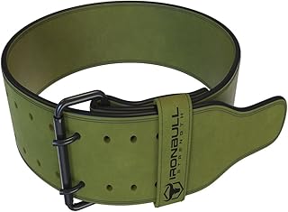 Iron Bull Strength Powerlifting Belt - 10mm Double Prong - 4-inch Wide - Heavy Duty for Extreme Weight Lifting Belt (Green, Large)