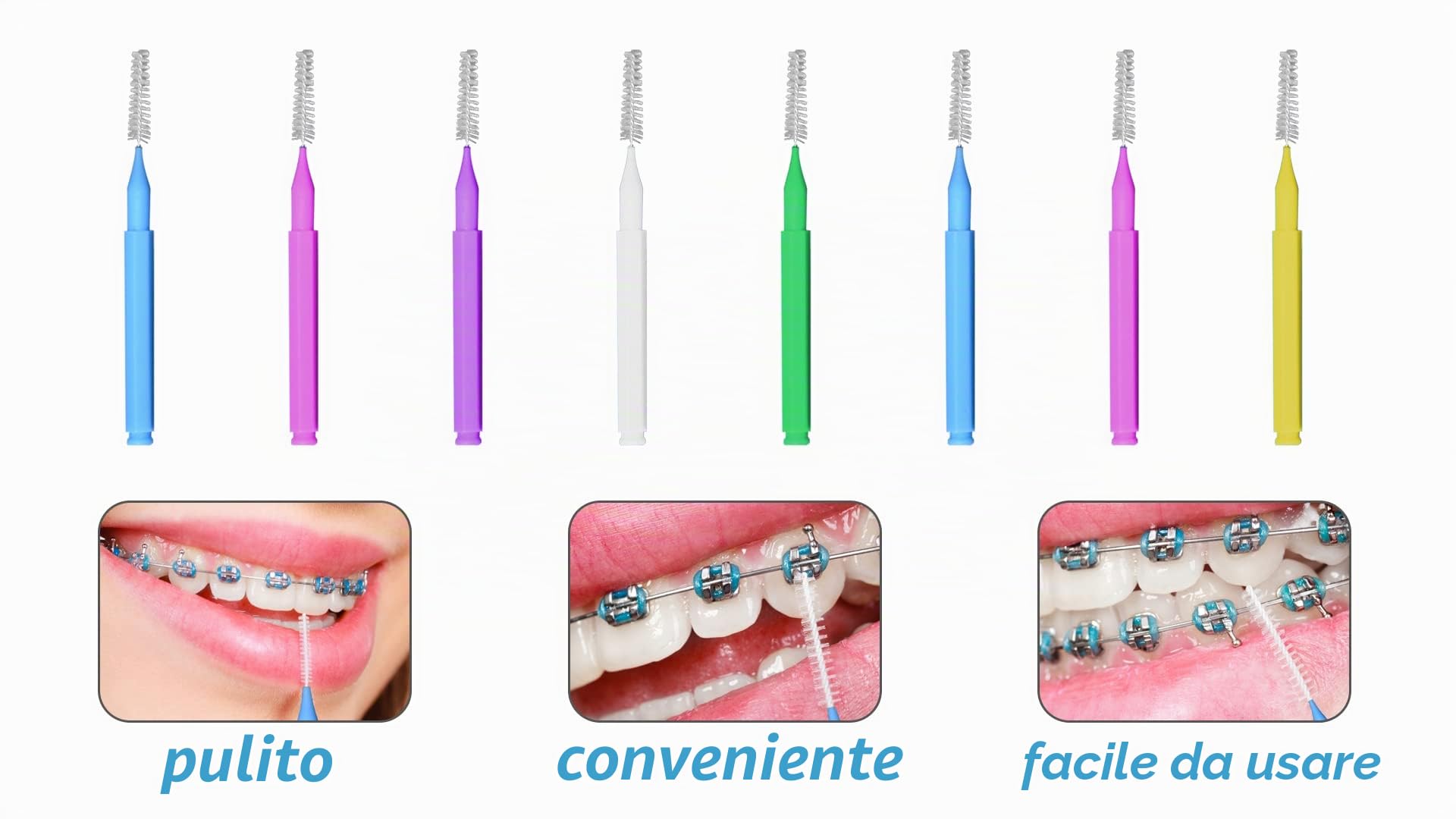 GOUWEIBA 100 Pezzi Scovolini Interdentali Spazzolini Interdentali con Coperchio per l'Igiene Interdentale Scovolino per Pulizia Denti Stuzzicadenti Flosser (Colore misto)
