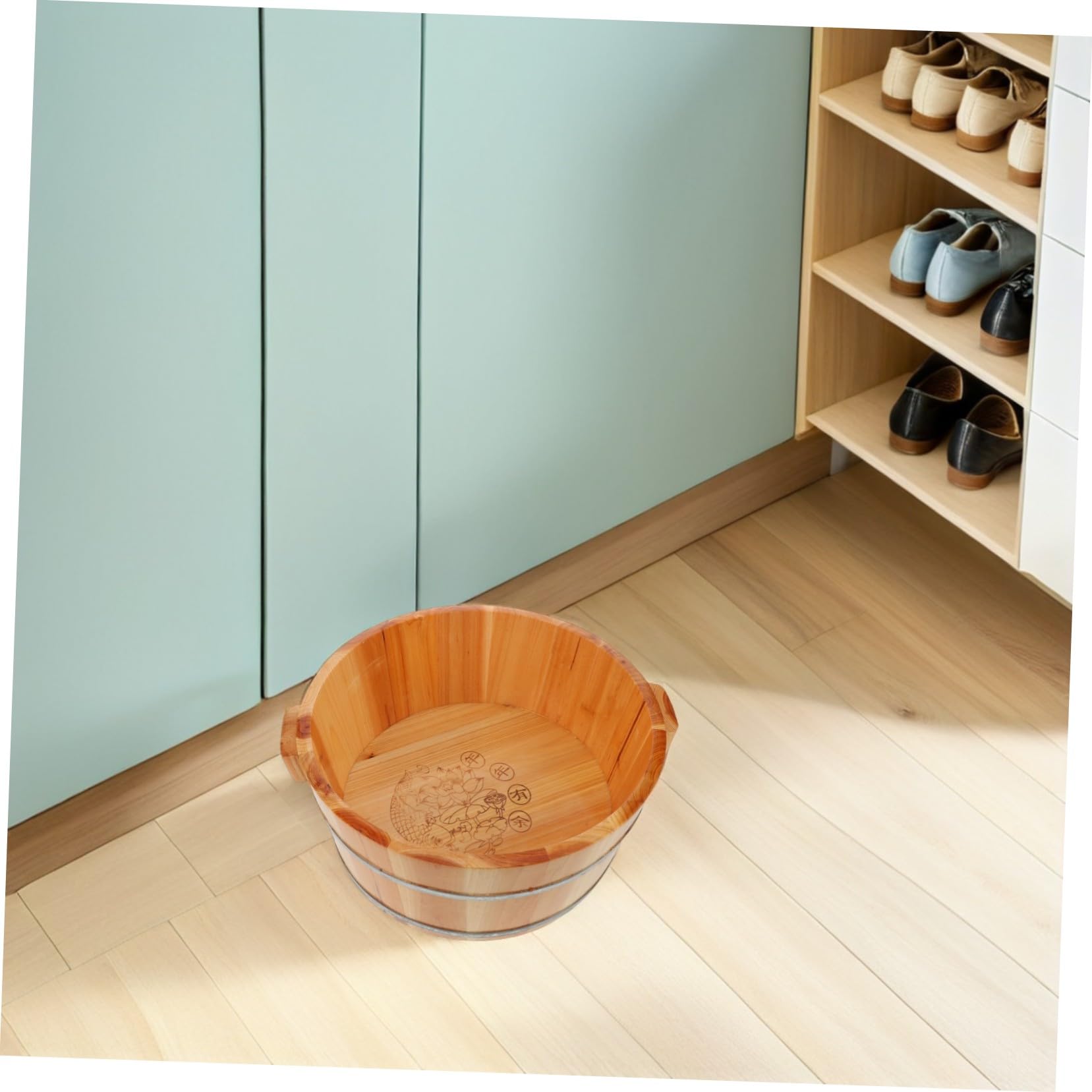 Vasca per Pediluvio Secchio per Bagno ai Piedi Design Profondo in Legno Marrone per Copertura Completa e Conservazione per Uso Domestico