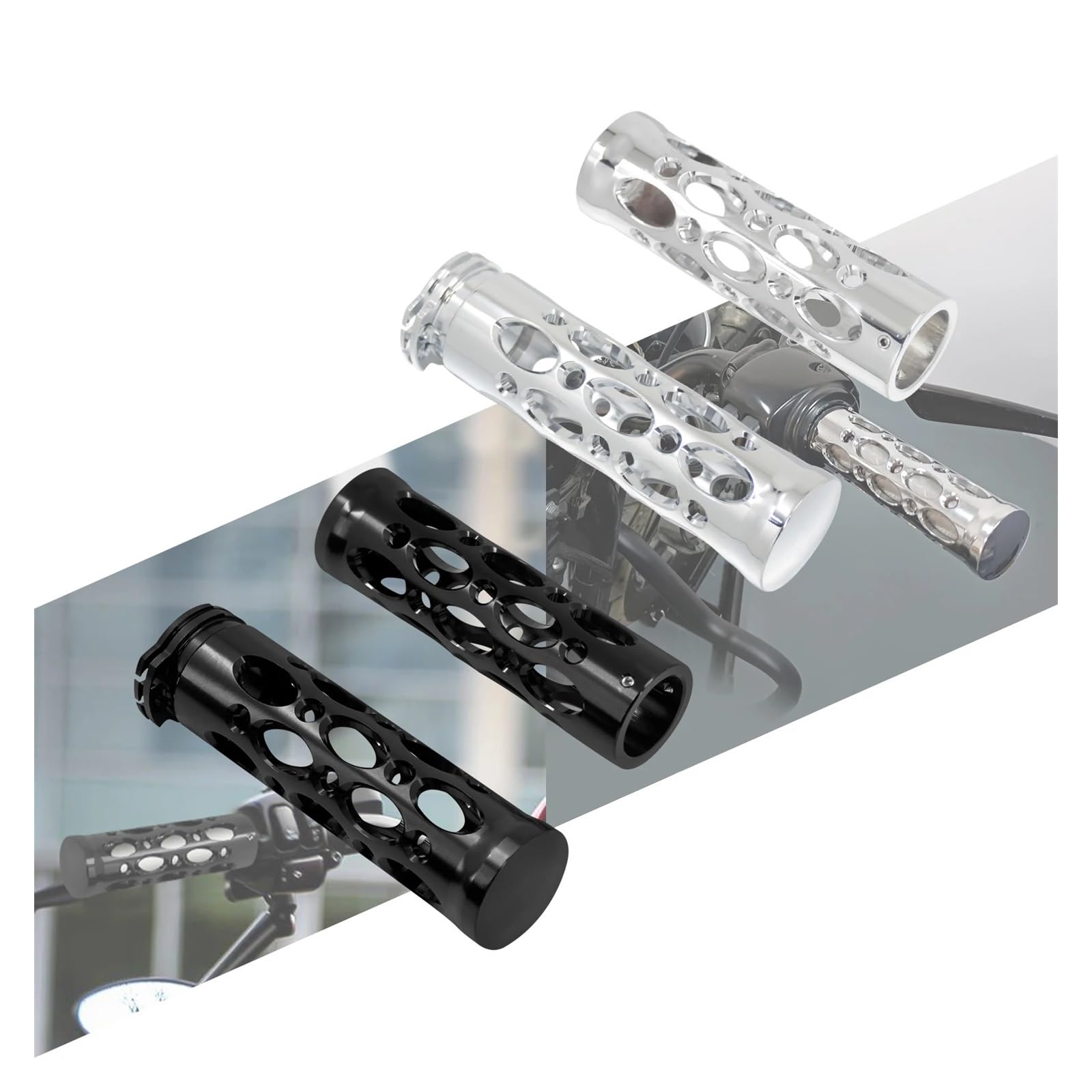 Empuñaduras Manillar Empuñaduras Huecas para Motocicleta, Manillar De Acelerador para Sportster XL,para Touring FLHR, Funda De Goma para Softail Manillar(Side Box n Rack)