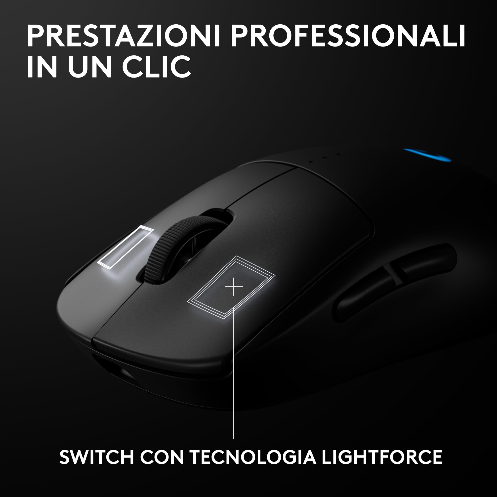 Logitech G PRO 2 LIGHTSPEED Mouse da gioco senza fili, East Europe Pachage, fino a 4 pulsanti laterali magnetici personalizzabili e commutabili, ricarica USB-C, sensore da 32k DPI per PC/Mac