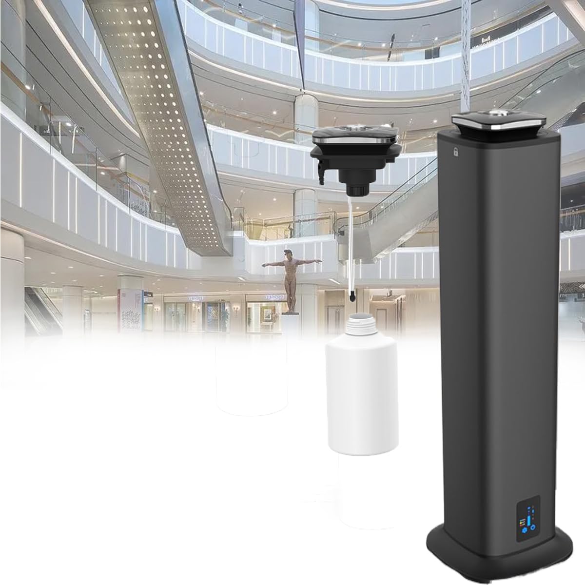 Difusor de aceites esenciales con tecnología de nebulización, pantalla táctil y control Bluetooth, cubre grandes áreas, ideal para aromaterapia y humidificación