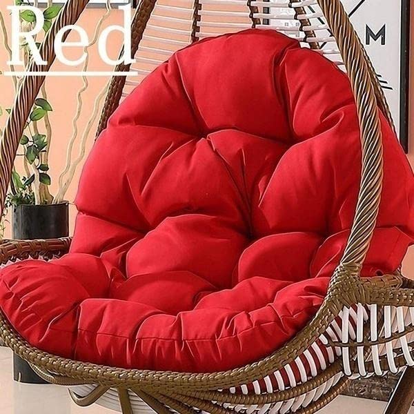 Image of KYNE Microfibre Cushion for Hanging Basket Round Shape Swing Chair Cushions for Outdoor Egg Swing Chair Garden Swing, Seat Padded Pillow Cushion (Red)
