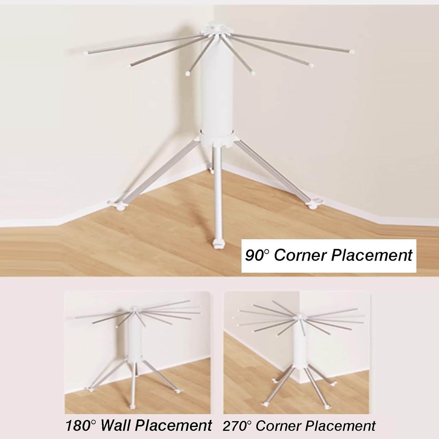 Clothes Drying Rack Foldable,4-Legged Standing Drying Rack Clothing,with 24 Drying Racks16 Clotheslines,360°Rotatable Design for Indoor/Outdoor(Color1)