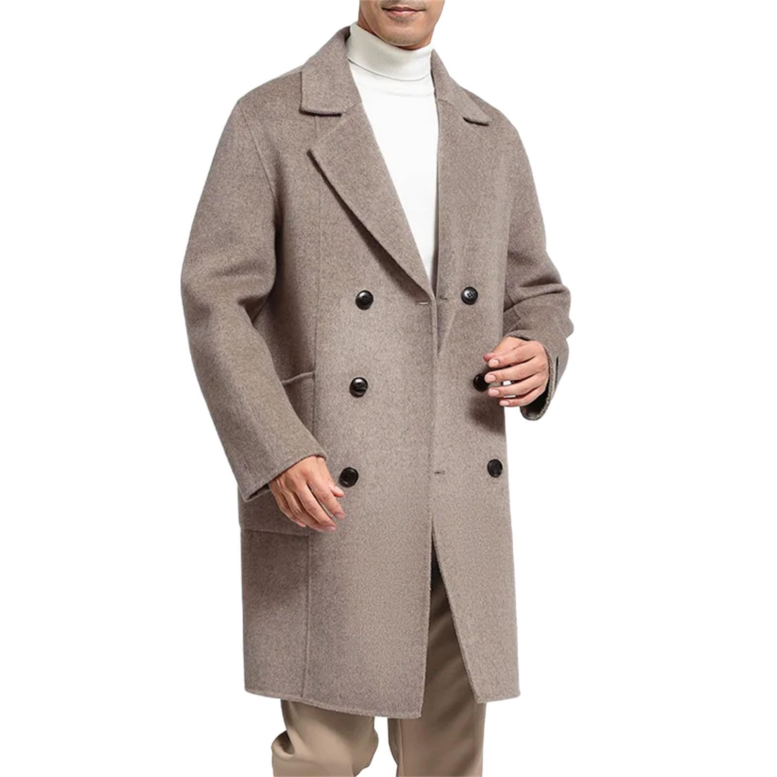Cappotto doppio petto lungo doppio petto spesso cashmere da uomo business casual classico