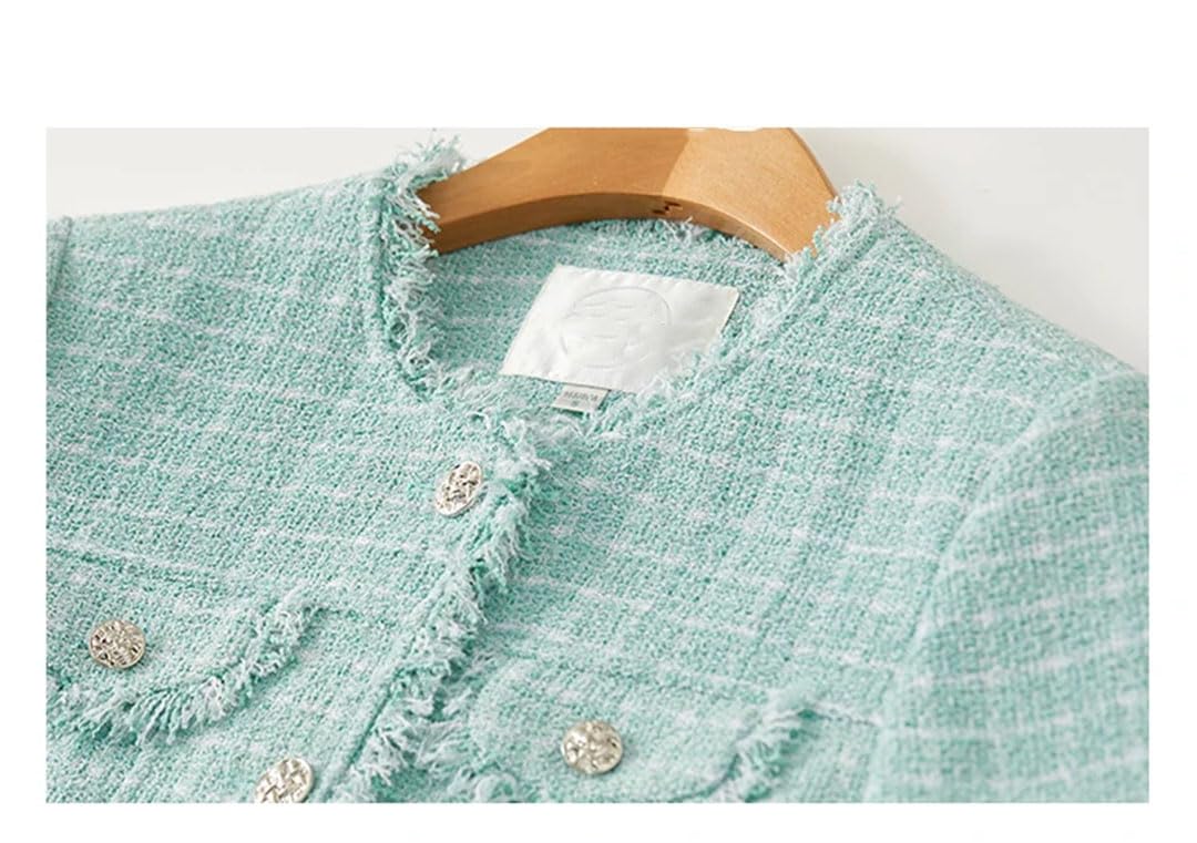 Giacche da donna in tweed testurizzato con nappe cappotto corto a maniche lunghe abbigliamento da esterno EN8 M, EN8, M