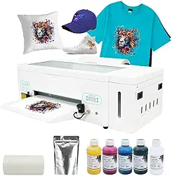 Impressora A3 DTF L1800, máquina de transferência Dtf com circulação de tinta branca direta para impressão de filme para impressão DIY (impressora + software + tinta de 5 x 250 ml + filme)