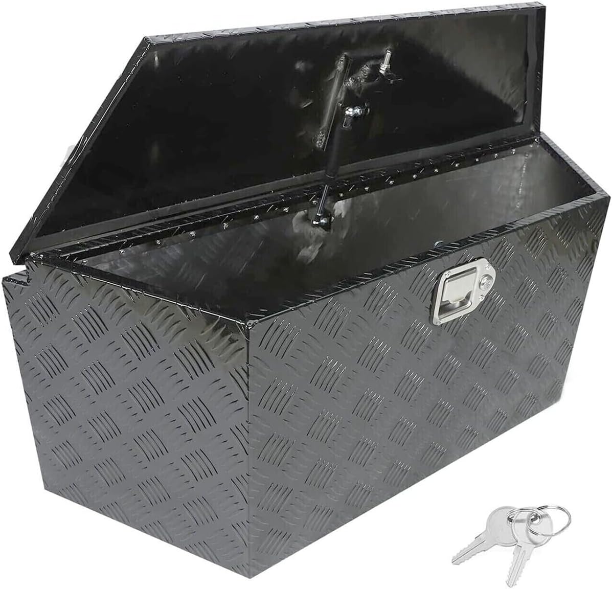 39"X12"X16.5" Black Aluminum Utility Trailer Tongue 5 Bar Tread Tool Box Wide Utility Trailer Tongue Tool Box