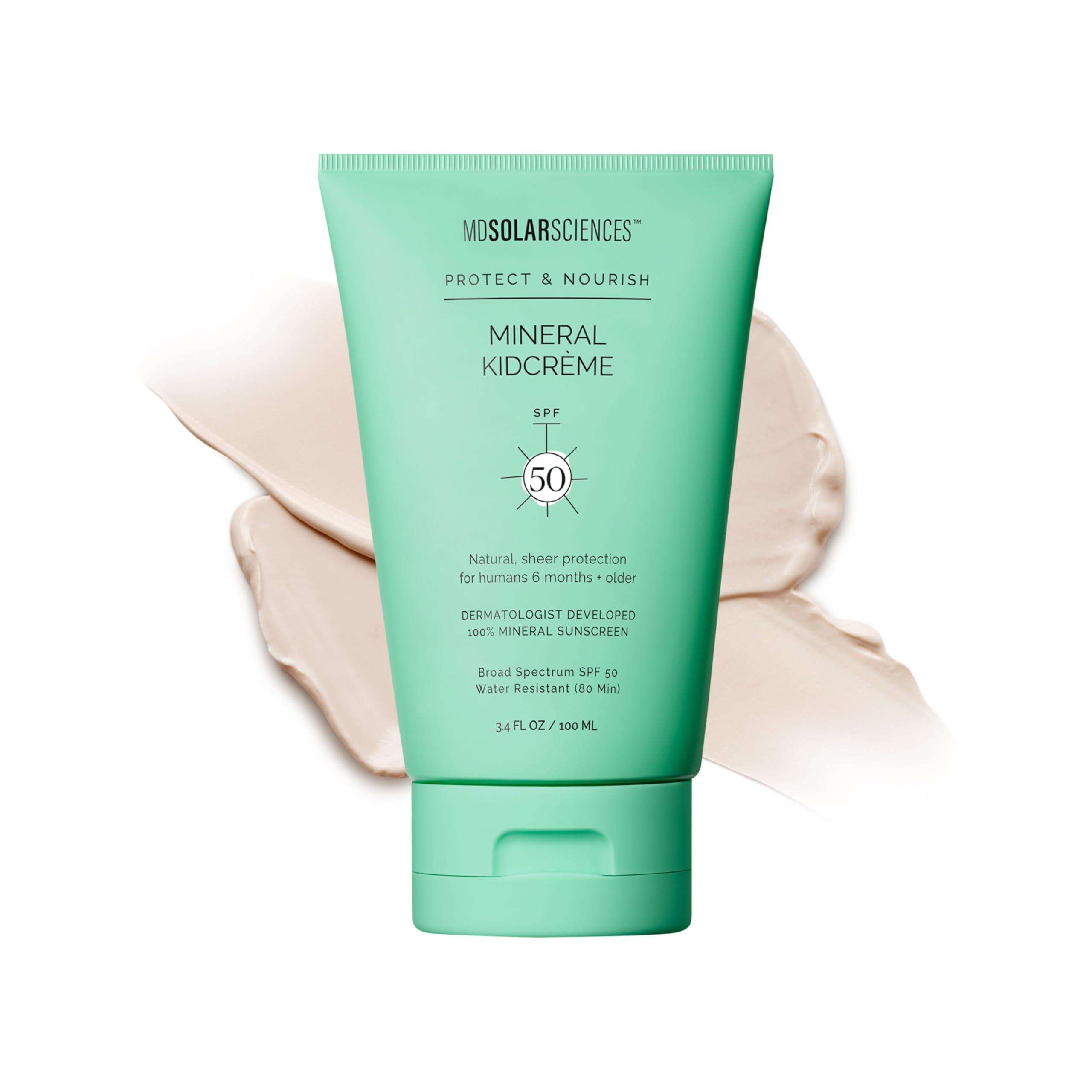 KidCreme SPF 50 Sunscreen - Oil and Fragrance Free - Perfect for Children’s Delicate Skin - Provides Powerful Broad Spectrum Protection - Water-Resistant Formula - 100 ml