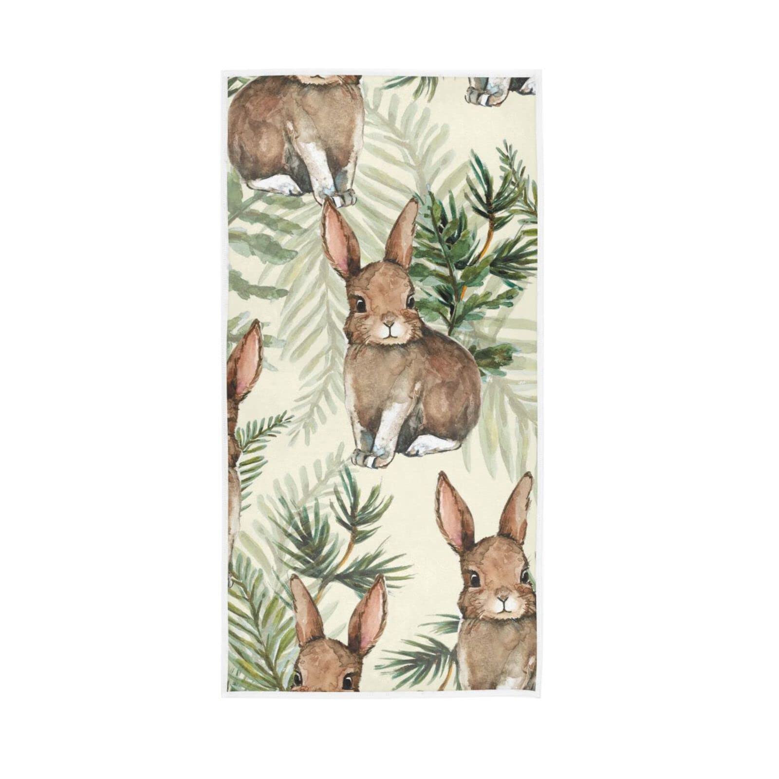 LSRCPD Hand Towels Vintage Rabbit Hare Pattern Decor Fingertip Soft Face Towel Absorbent Bathroom Kitchen Towels