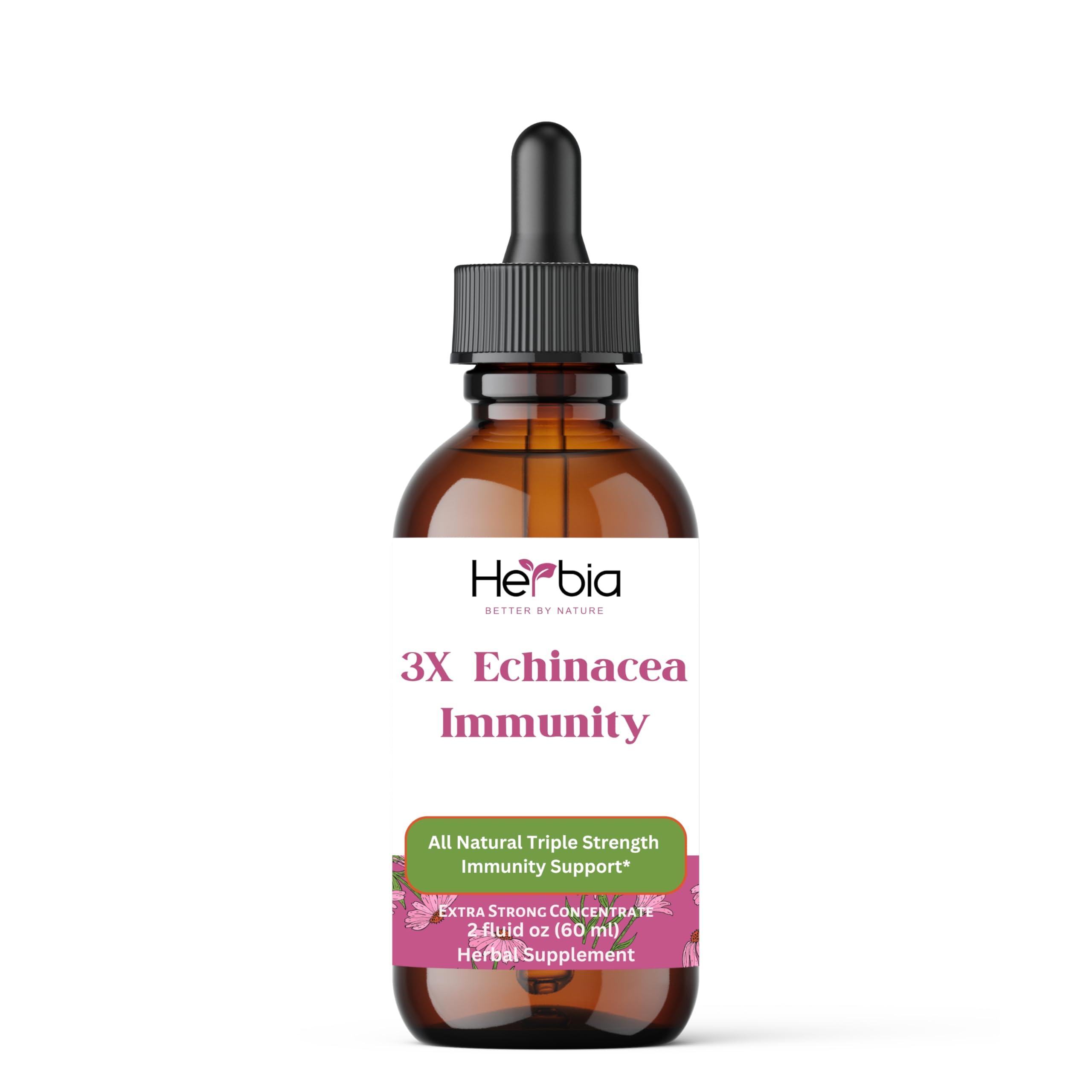 3X Echinacea Immunity Extra Strong Concentrated Organic Echinacea Blend with Angustifolia and Purpurea Root, Herb, and Flower for Immune Support, Liquid Alcohol Extract, 2 Fluid oz (60ml)