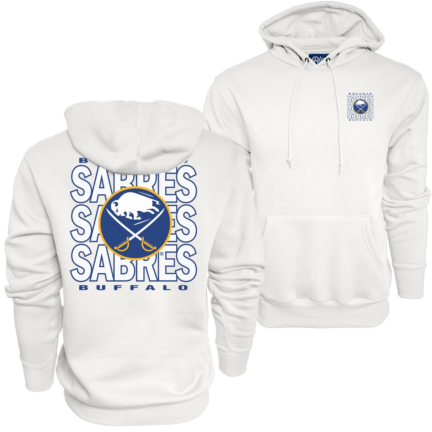 Blue 84 NHL Officially Licensed Hooded Sweatshirt Front/Back Curl White