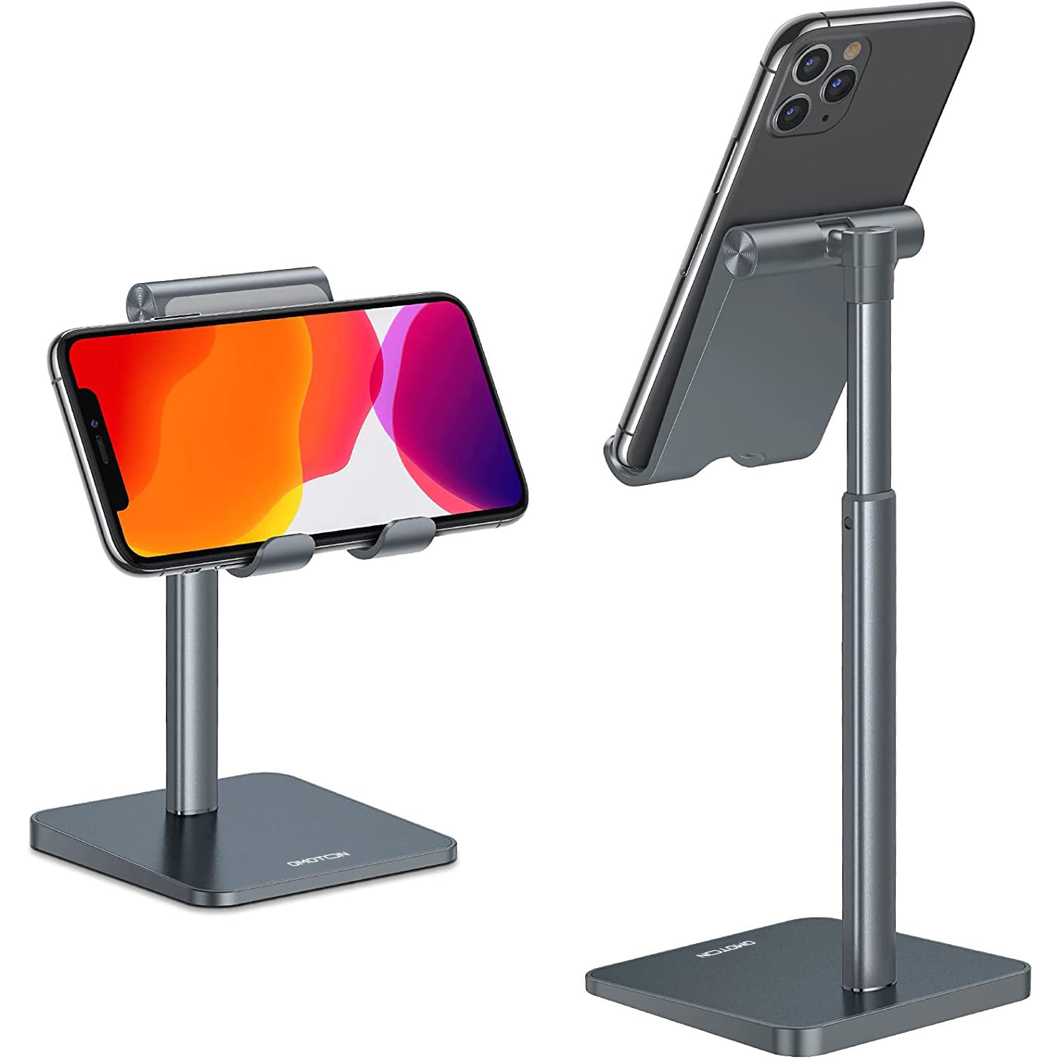 OMOTON Cell Phone Stand, Adjustable Angle Height Desk Phone Dock Holder for iPhone Air/17 Pro Max/ 11 Pro/XS Max/XR, Samsung Galaxy S20 / S10 / S9 /