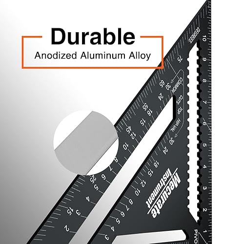 Miniatura 8 de Mecurate Rafter Cuadrado de carpintero triangular aleación de aluminio fundida a presión para carpintería y carpintería 7 pulgadas fundición a