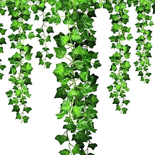 Enredaderas artificiales Efantur, paquete de 12 unidades, para interior y exterior, ideal para decoración de bodas, fiestas, jardines, paredes Cover