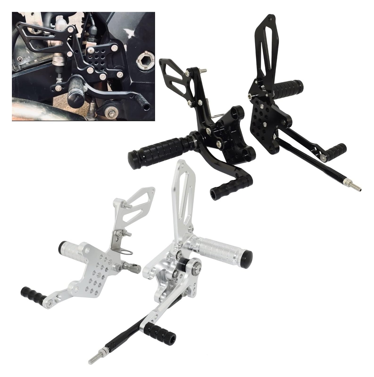 Reposapiés Pasajeros Traseros Para SUZUKI Para GSXR1000 Para SV1000 Para SV1000S 2001 2002 2003 2004 2005 2006 2007 Estriberas Para Motocicleta(A)