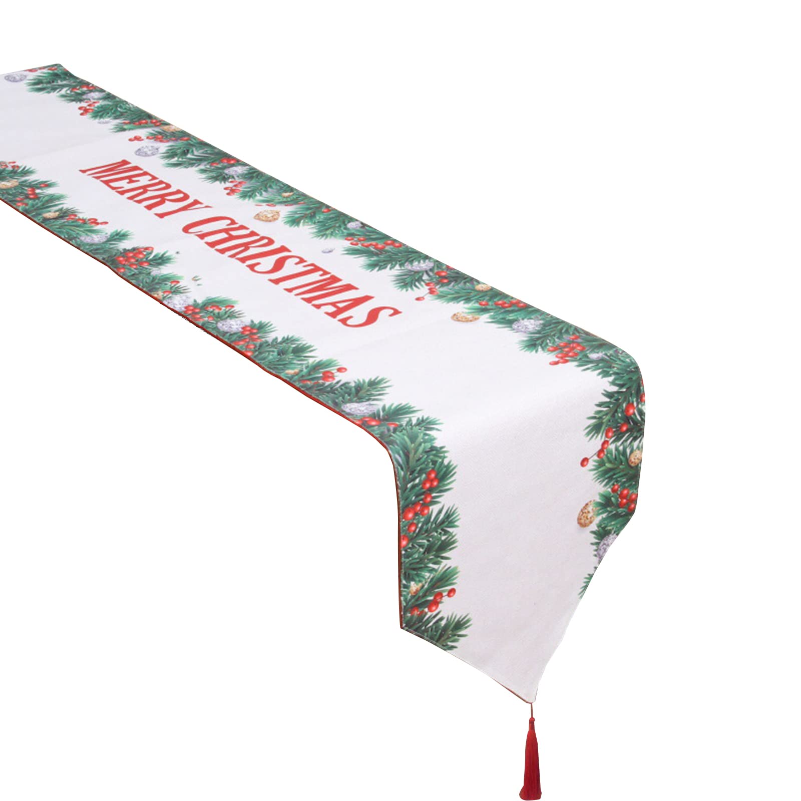 Elnwnnkc A Merry Christmas Table Runner Double Layer Tablecloth Seasonal Winter Holiday Home Kitchen Dining Table Decoration Fall Farmhouse Runner