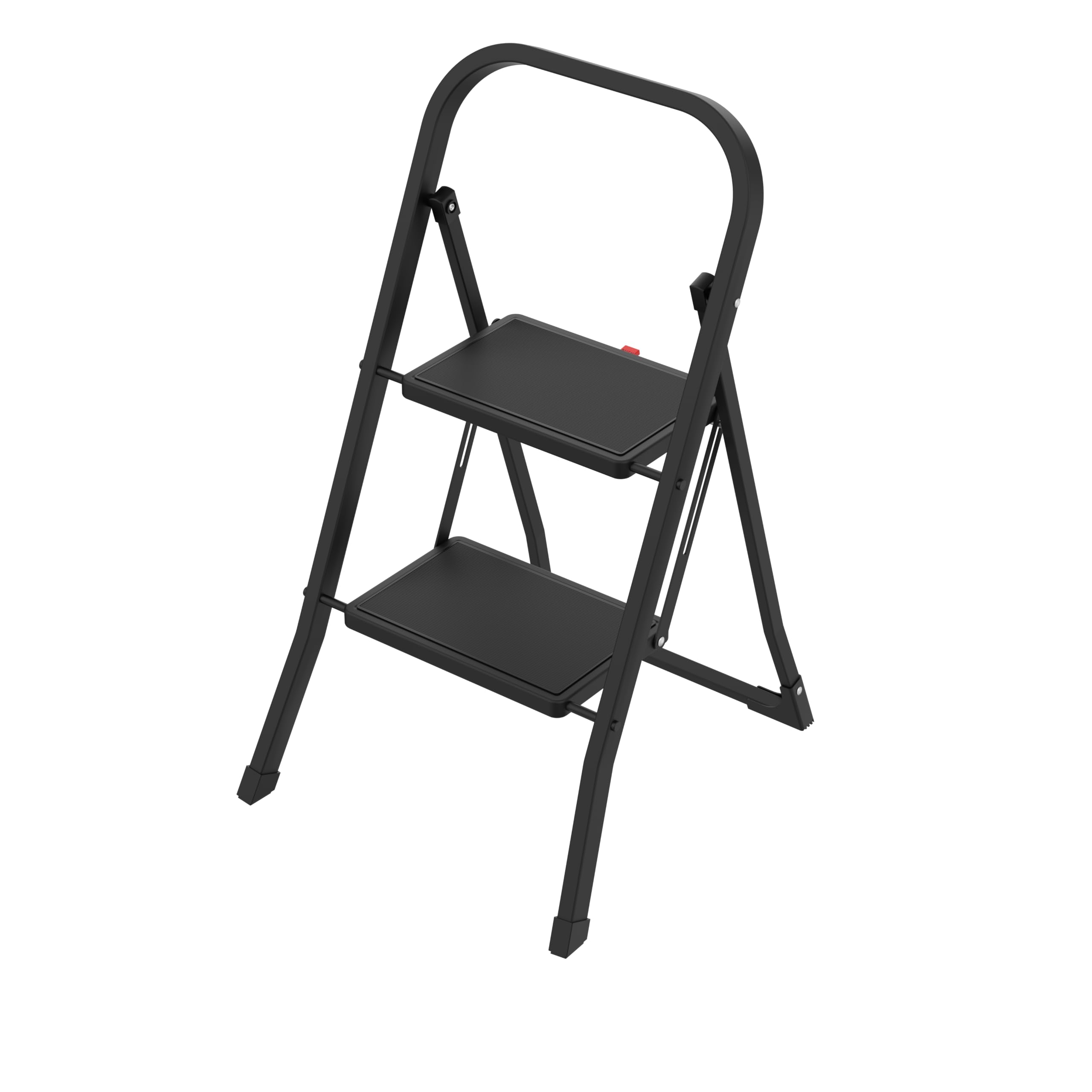 HYTAMA TOOLS Scala Scaletta 2 Gradini Pieghevole Black Mini, Nero con Piedini Antiscivolo, Struttura in Acciaio, Leggera, Multiuso, Certificata EN14183 Portata 150Kg