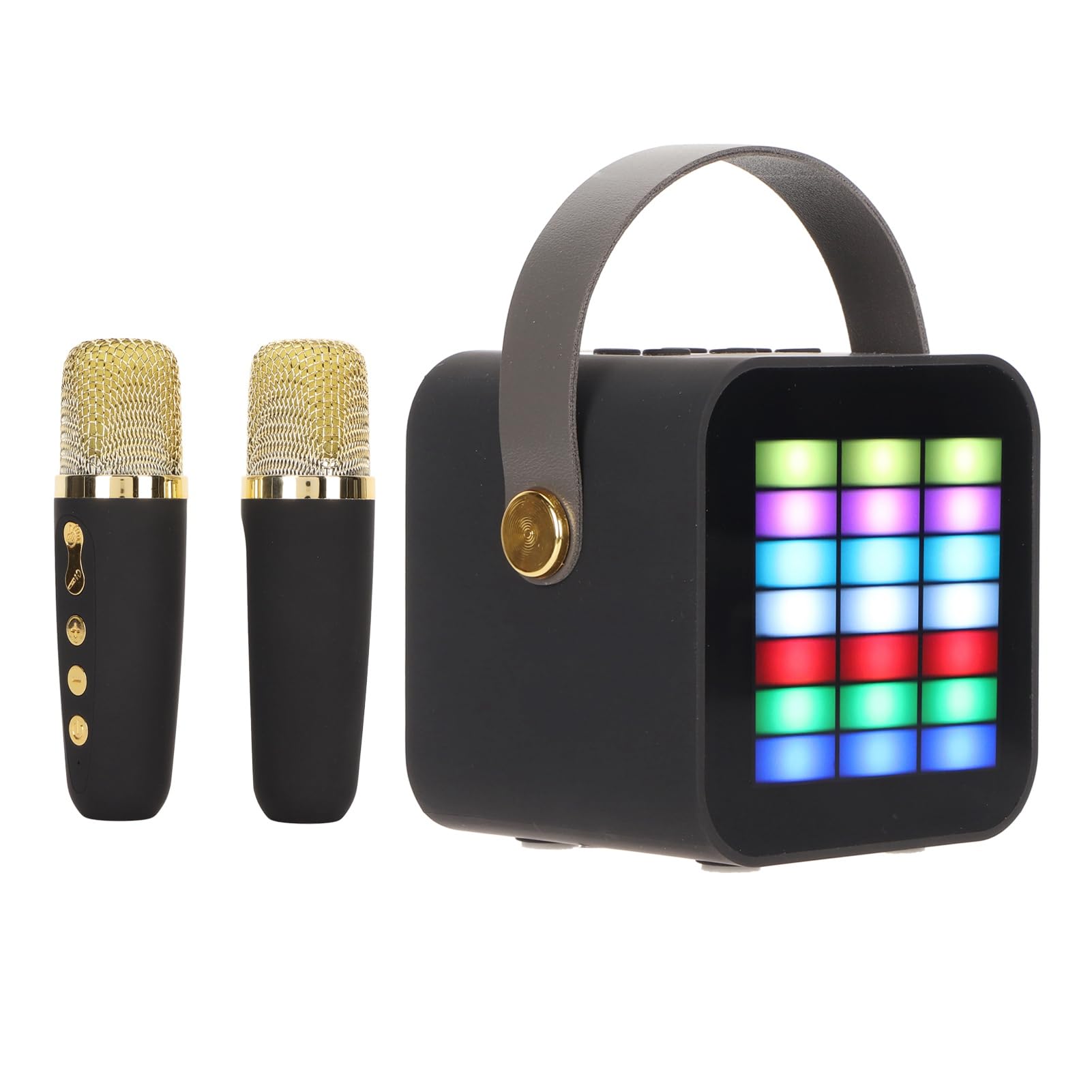Mini Karaoke, Altoparlante Portatile Bluetooth 5.3 con 2 Microfoni Wireless, Karaoke per Bambini con Effetti di Illuminazione a LED, di Compleanno per Ragazze Ragazzi
