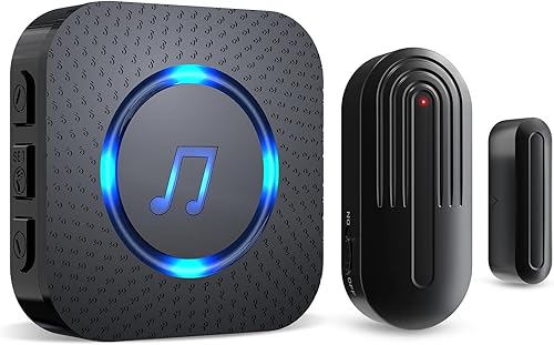 SanJie Wireless Door Chime Sensor, When Door Opens, Entry Alarm for Business/Home/Kids, 5 Adjustable Volume Ringer Alert 2 Sensors + 1 Receivers, 500 FT Range,26 Chimes