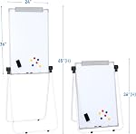 Large Stand Whiteboard Easel, 36"x24" Double Sided Magnetic Dry Erase Board, Height Adjustable & 360 Degree Rotating Stand Flip Chart for School, Classroom, Home, Office, White