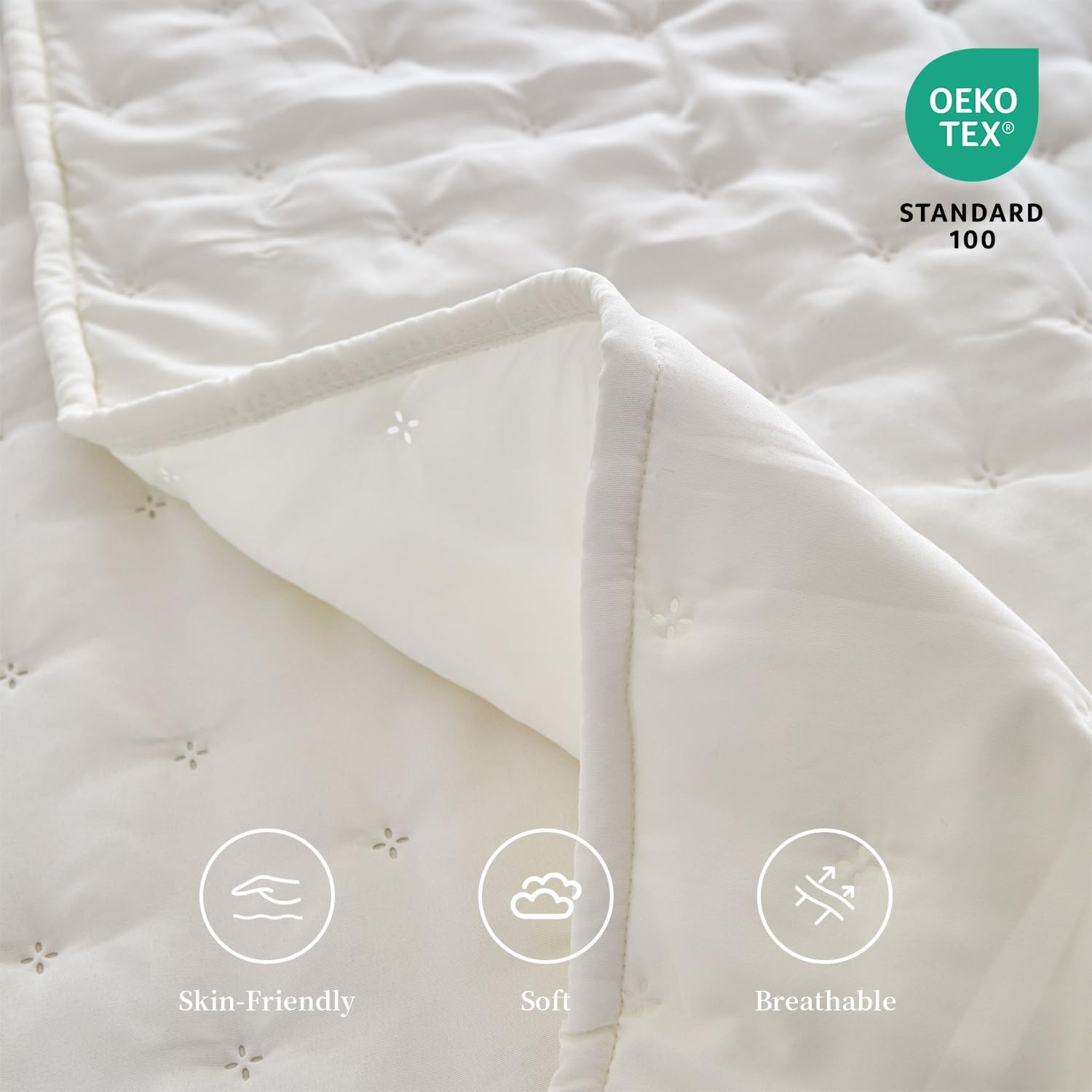 Ruffle Bed Skirt Full Size Bedspread Set,30" Drop Coverlet,White | 30" ruffled bed skirt fits high beds. All-in-one bedspread, no mattress lifting. Quilted, pet-friendly French country style.